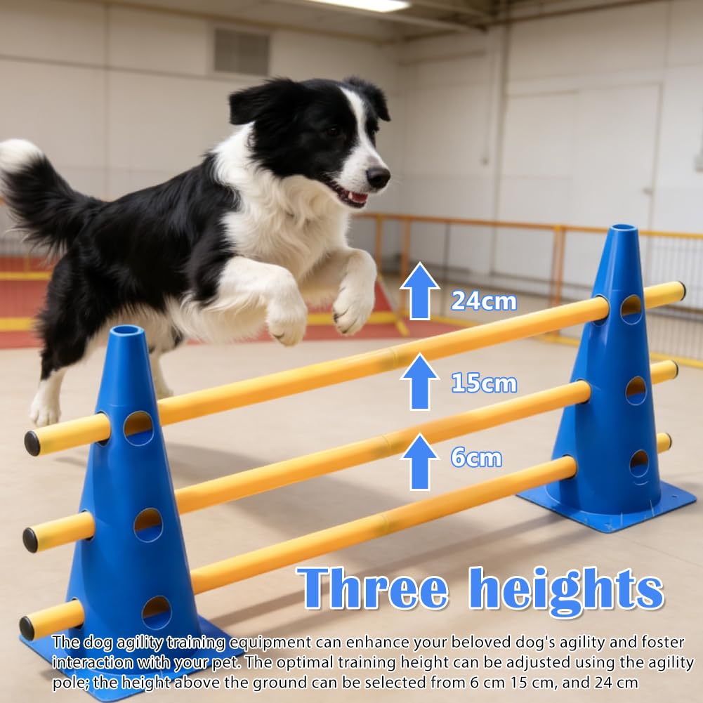 Agility - Juego de 10 conos y 5 barras de entrenamiento ajustables, juego de obstáculos para entrenamiento de coordinación, juego de obstáculos deportivos para niños, perros, deportes de equipo