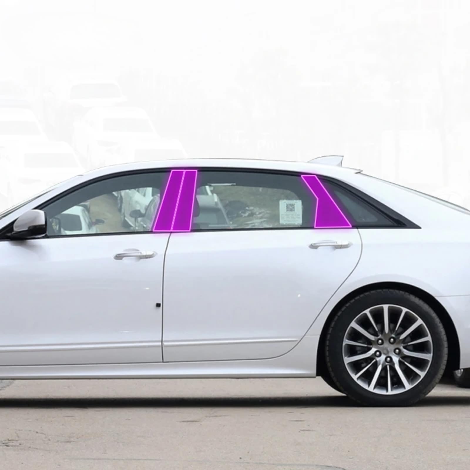 Pellicola protettiva per carrozzeria auto B C per la prevenzione dei graffi del pilastro della finestra in TPU PPF, accessorio per Cadillac CT6 2019-2023 (trasparente)