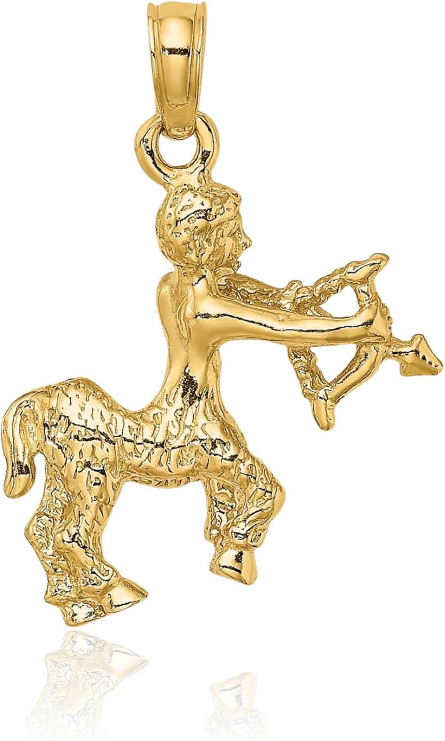 IceCarats 14K Solid Yellow Gold Medium Sagittarius Zodiac Pendant Necklace 22mm 7/8 inch 3d Sculpted, Polished, Textured For Her