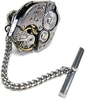 Vista 1 de Kiola Designs Reloj ovalado clásico engranaje steampunk Tie Tack