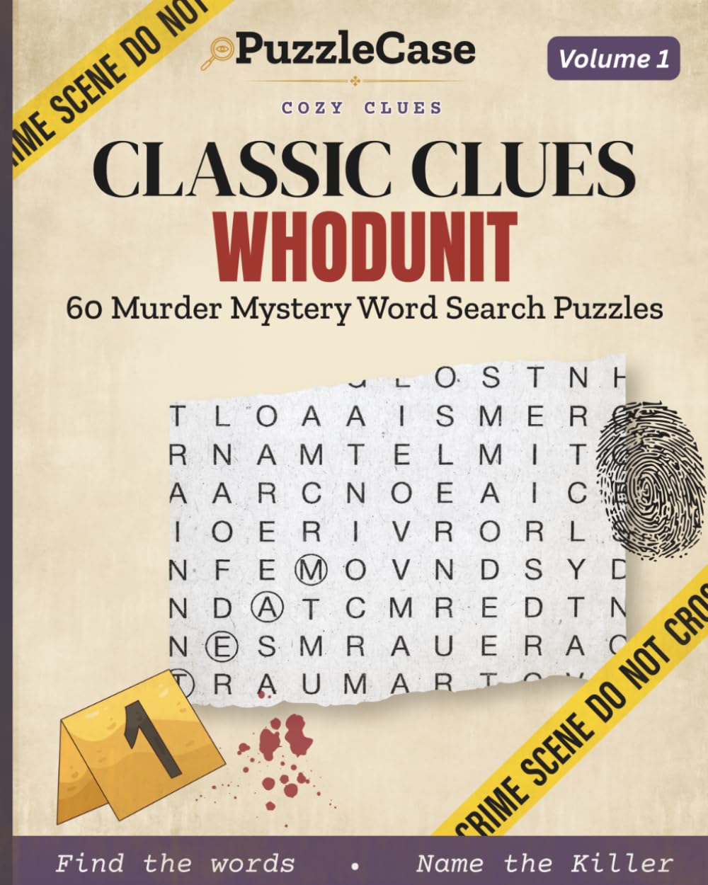 PuzzleCase - Cozy Clues: Classic Clues Whodunit: 60 Murder Mystery Word Search Puzzles - Volume 1