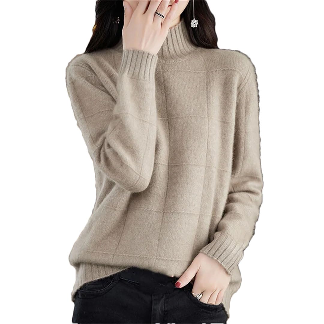 Damski sweter z dzianiny z golfem w jednolitym kolorze wąski sweter biurowy