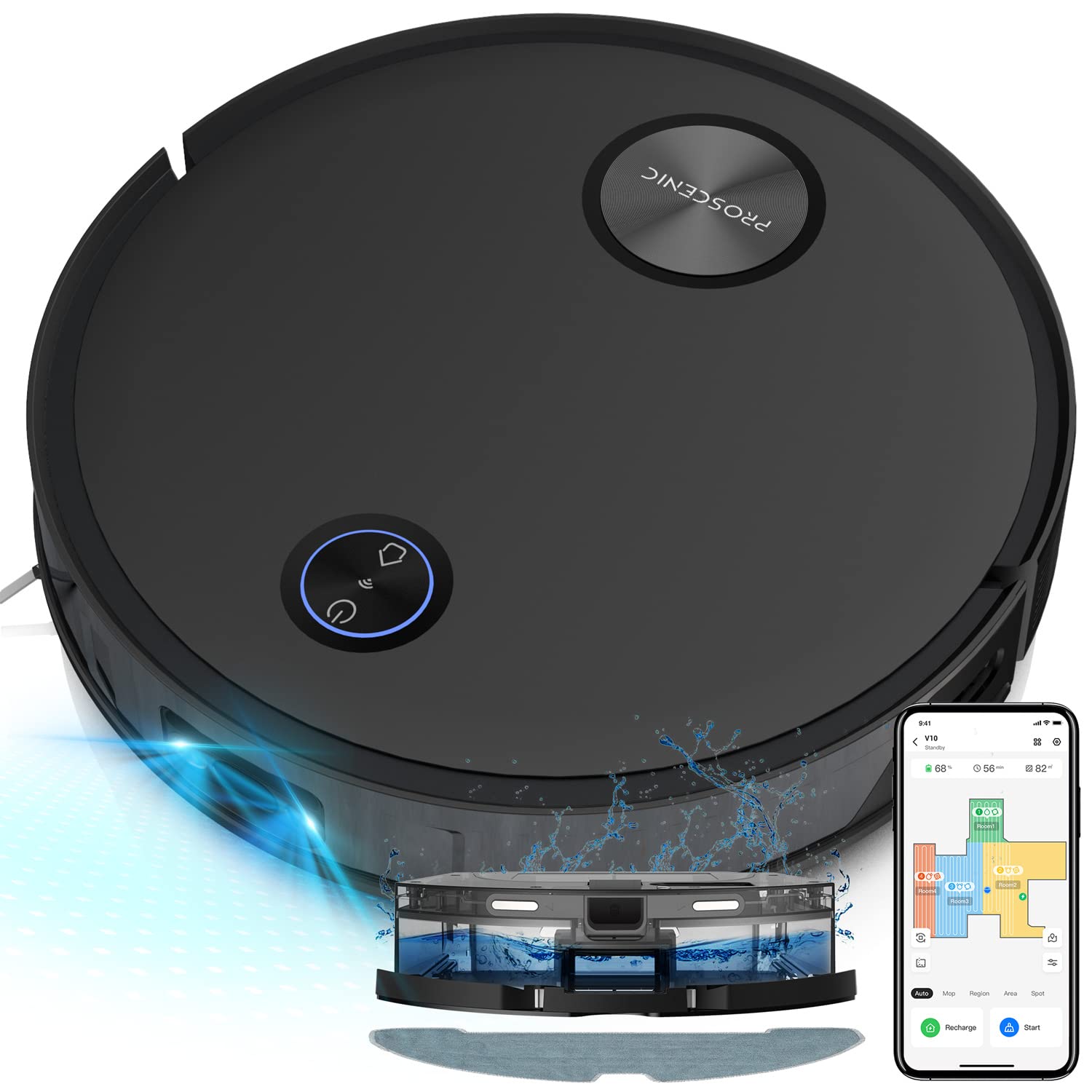 proscenic V10 WiFi TouchScreen Spot Laser Robot Vacuum Cleaner with