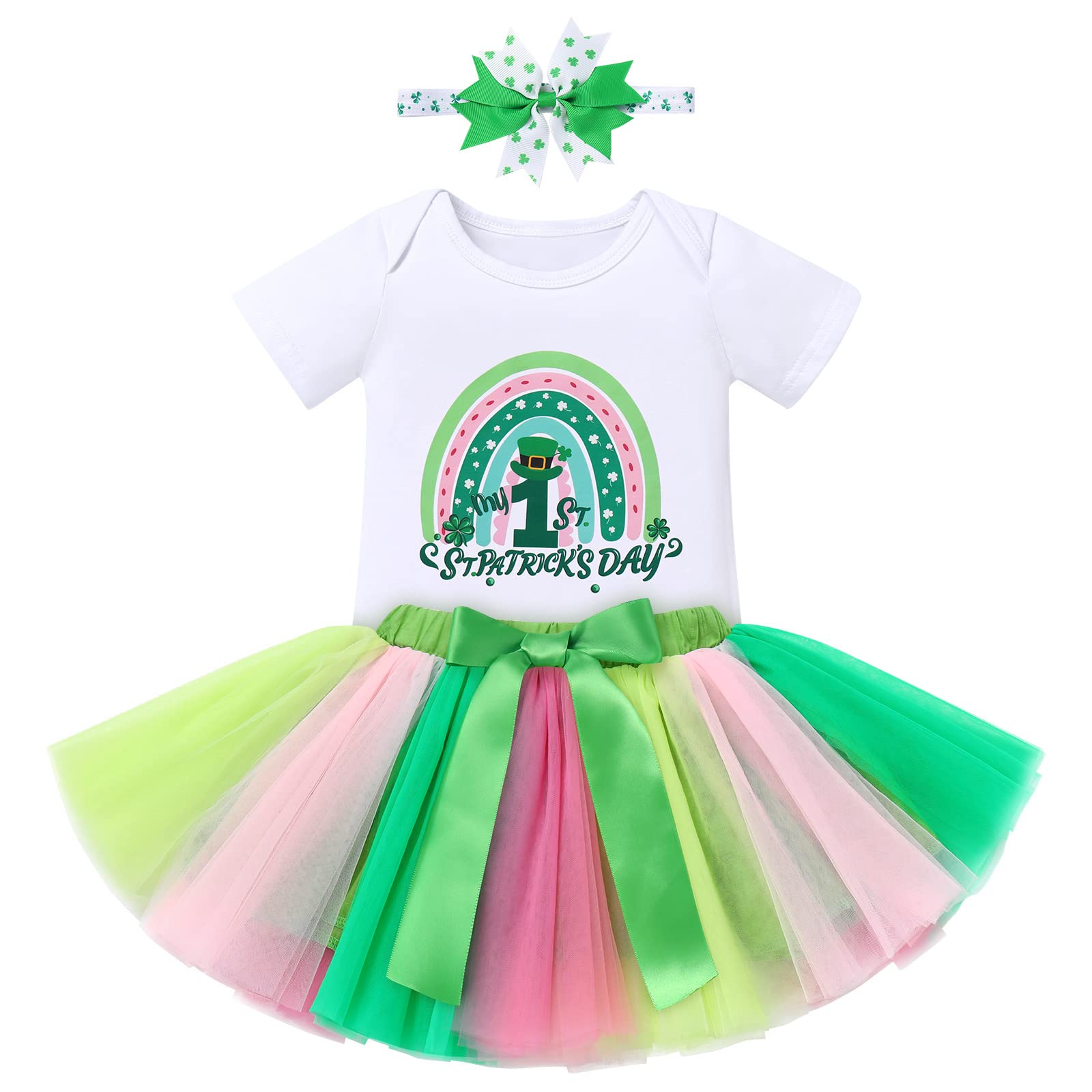 IBTOM CASTLE Rainbow Boho Cake Smash Outfit First Birthday Baby Girl Bohemian Romper+Tutu Skirt+Crown One Dress Photo Shoot