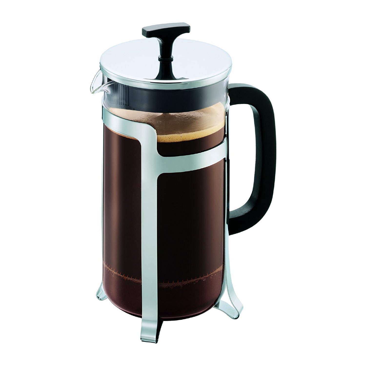 Bodum 34oz Jesper French Press Coffee Maker, High-Heat Borosilicate Glass, Polished Stainless Steel – Made in Portugal