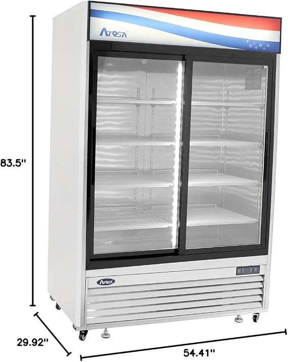 Atosa Commercial Stainless Steel Glass Door Refrigerator Merchandiser