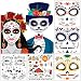10 Packs Day of the Death Halloween Tattoos, Families Skull Temporary Tattoos Party Favor Supplies, 6x5 inches