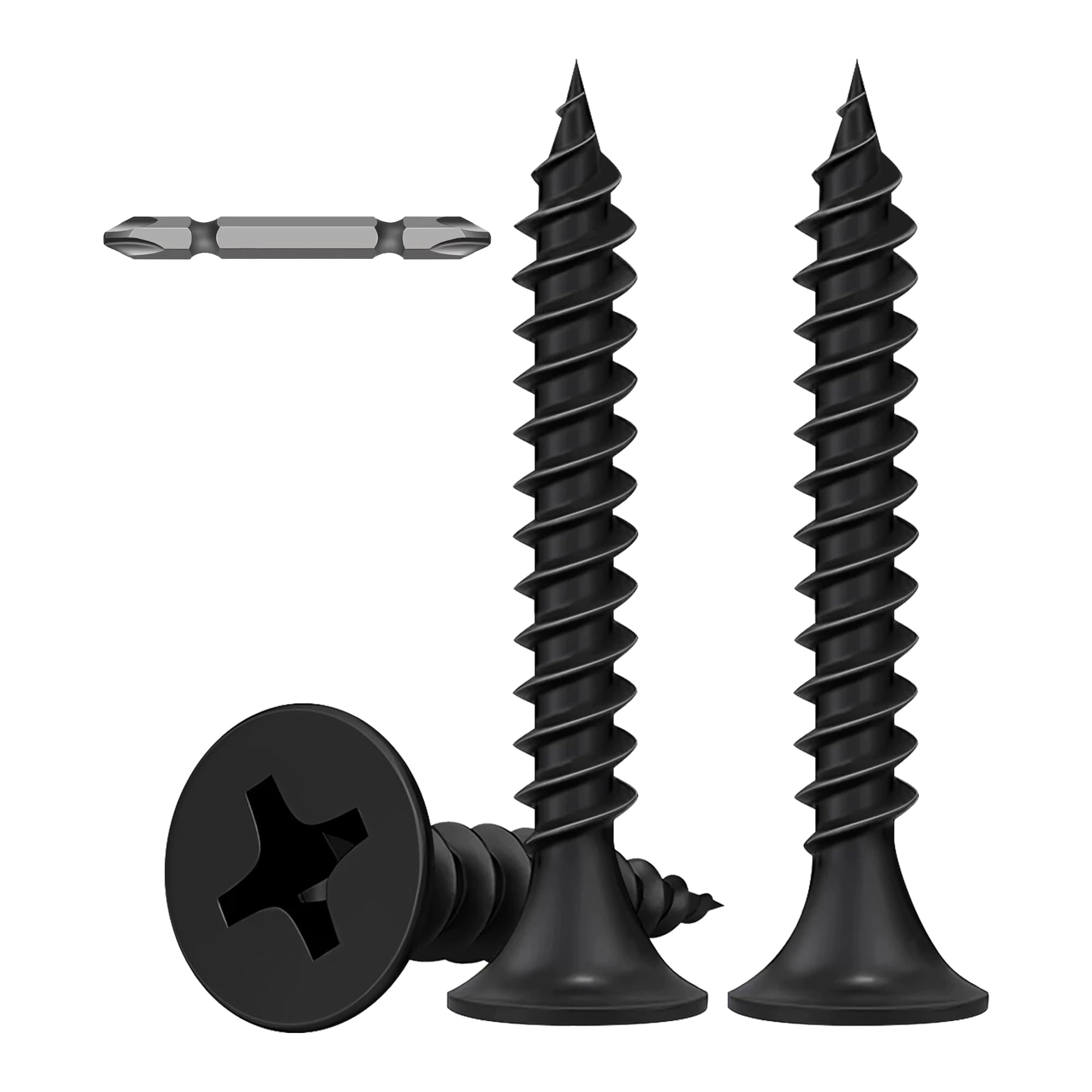 290 Pcs Black Drywall Plasterboard Screws M3.5x25mm Drywall Screws Coarse Cement Board Decking Exterior Wood Screws Phillips Drive with Bit Black Wood Screws for Drywall Sheetrock Wood and Furniture