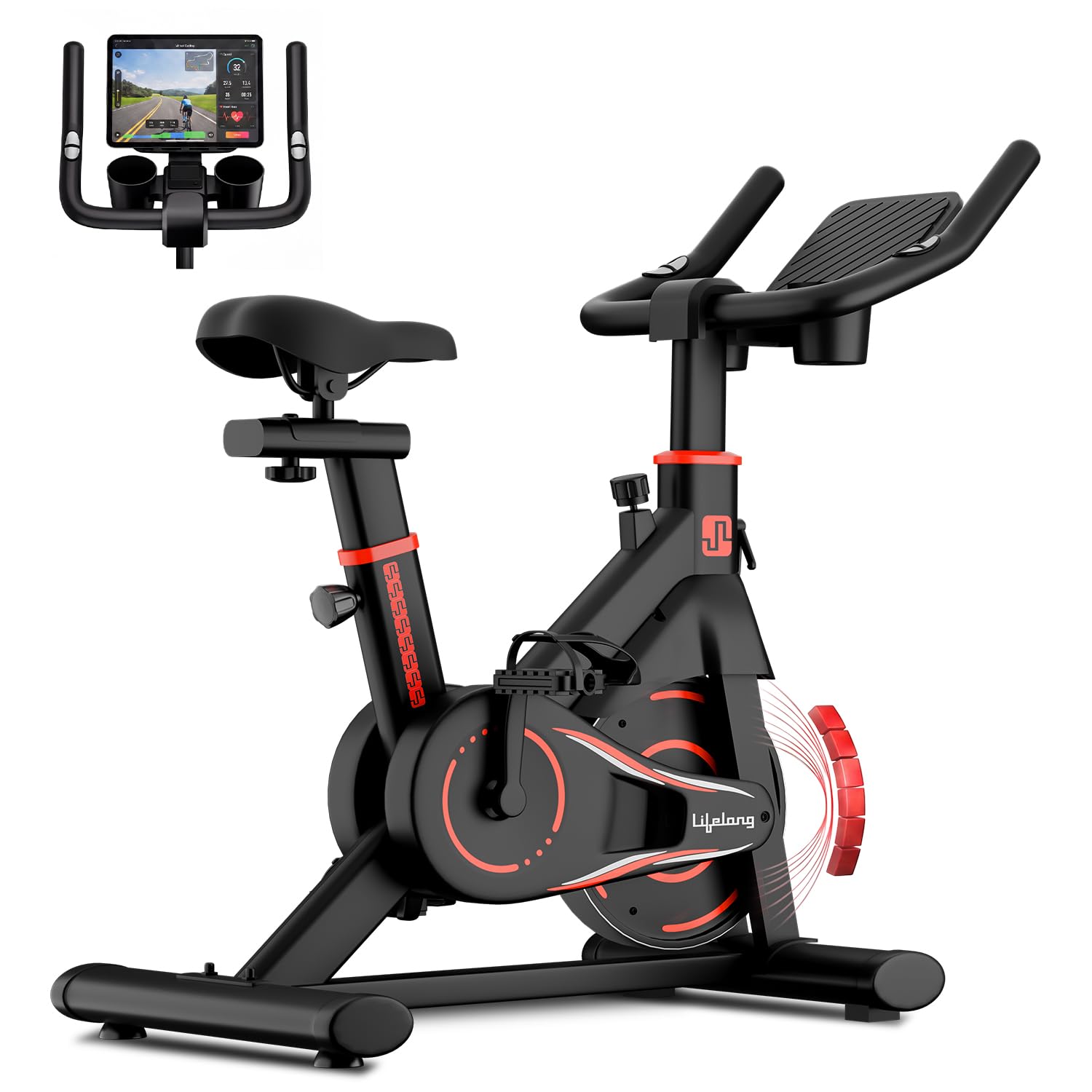 Lifelong Magnetic Spin Fitness Bike | 8kg Flywheel | 9-Level Adjustable Resistance | Heart Rate Sensors | Indoor Exercise Cycle | Stationary Bike | Cardio Workout Equipment | Max User Weight 120 kg