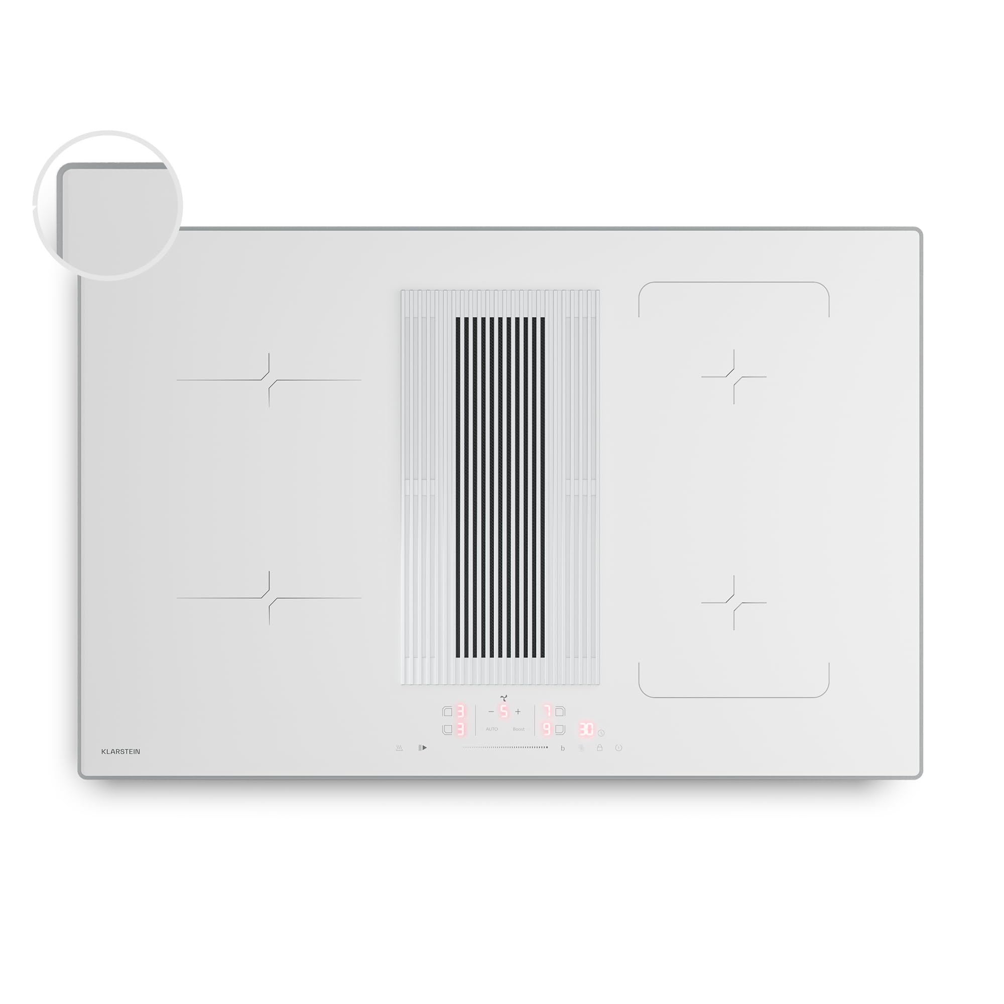 Placa De Inducción Con Campana Integrada Klarstein Velaire 80cm | 4 Zonas, 8400W, Extracto Potente, Diseño Elegante