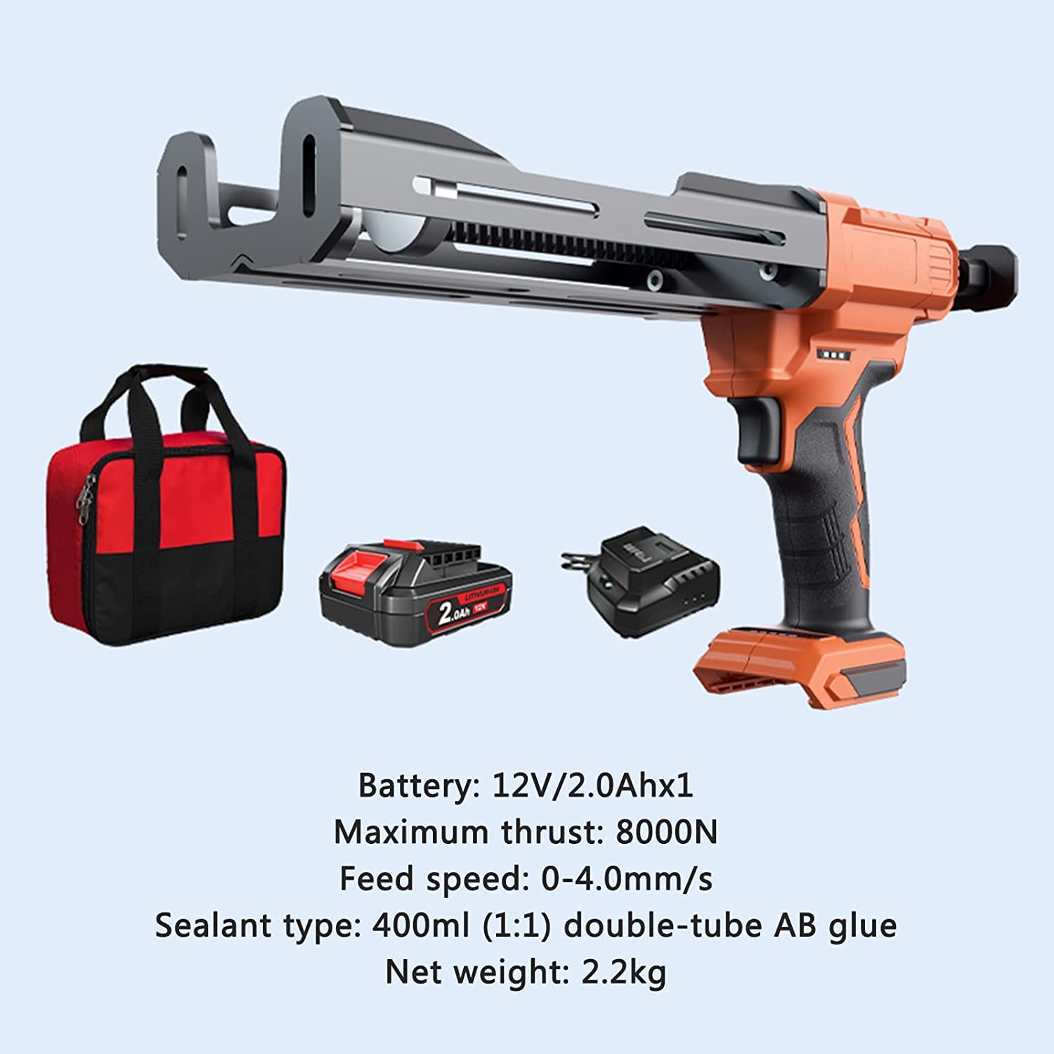 RUHEN Bezprzewodowy podwójny pistolet do uszczelniania Pistolet klejowy do proporcji 1:1, dwuskładnikowy aplikator epoksydowy Pistolet uszczelniający zapobiegający kapaniu