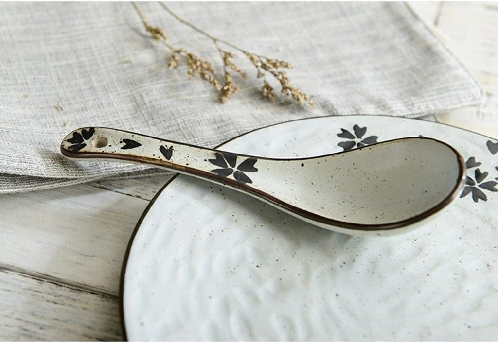 Scoop 10 Piece Ceramics Soup Spoons Asian Spoon Teaspoon Serving Ceramic Ladle, 5.5 "L Soup Spoon (Color : C)