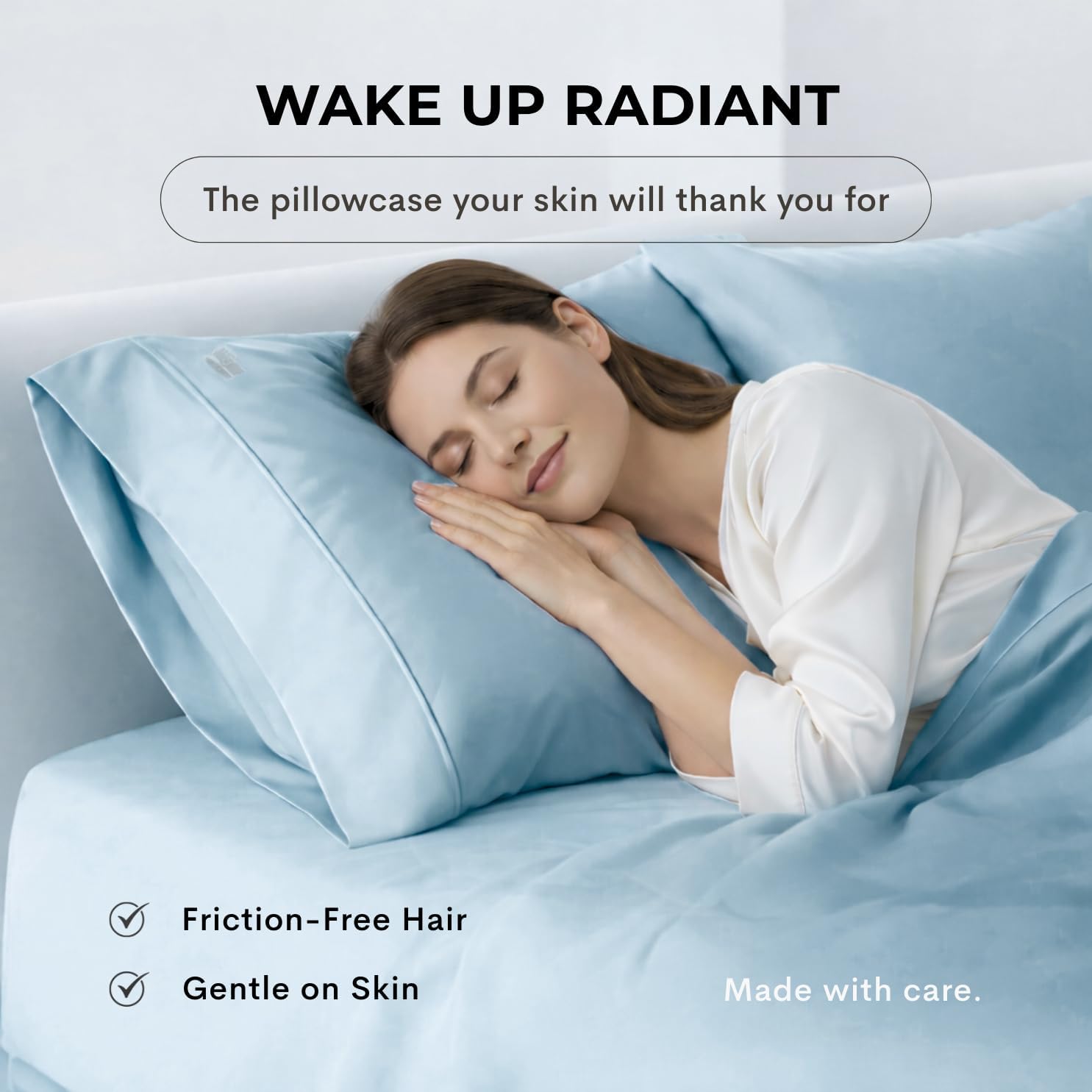 100% Eucalyptus Tencel Cooling Pillowcases, 2 Pack Moisture Wicking, Temperature Regulating, Soft & Smooth, Envelope Enclosure Pillowcase Pair (Sterling Blue, Queen (21" X 31"))