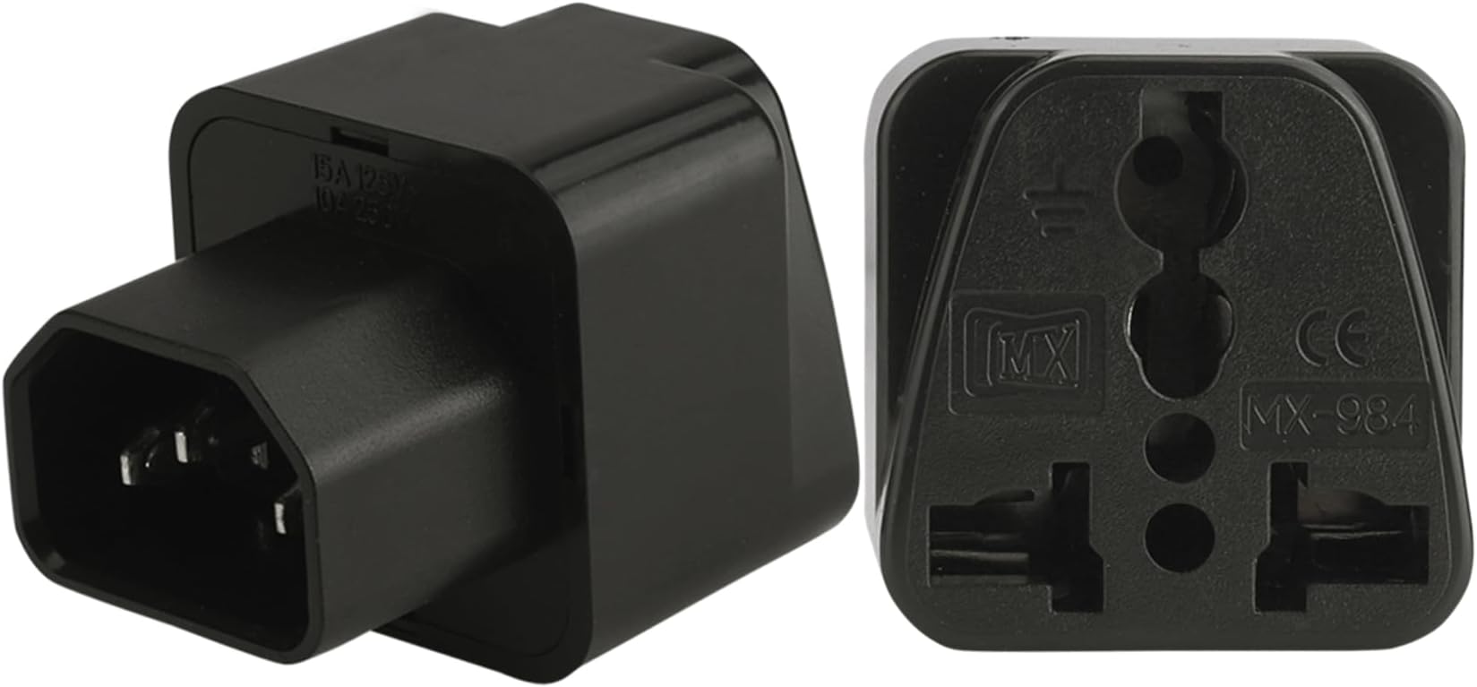 MX IEC C14 Male to Universal Female Socket Adapter for Computer Ac Socket Adaptor & UPC Pack of 2