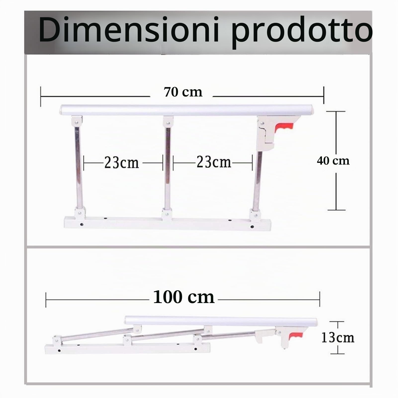 AMSXNOO Barriere Letto per Anziani, Barriera di Sicurezza Pieghevole per Adulti, Maniglia di Assistenza, Barriera Protettiva per Ospedale per Disabili, 70X40cm (Color : Silver)
