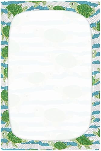 Miniatura 3 de Lindas sábanas de cuna de tortuga marina para niños y niñas, 39 x 27 pulgadas, suaves y transpirables, mini sábanas de cuna elásticas portátiles