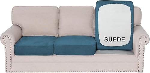 Miniatura 25 de H.VERSAILTEX Fundas de cojín individuales elásticas para sofá, fundas de cojín de gamuza suave, funda lavable para sofá modular (funda de sofá de 3