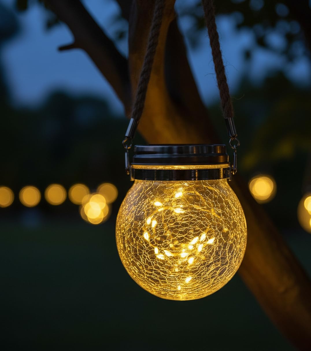 BEL AIR HOME - Lot de 2 Suspensions Solaires LED en Verre 3000K IP65 - Éclairage Extérieur Automatique 8-12h - Déco Élégante pour Jardin, Patio - 30 LEDs Chaudes, Verre
