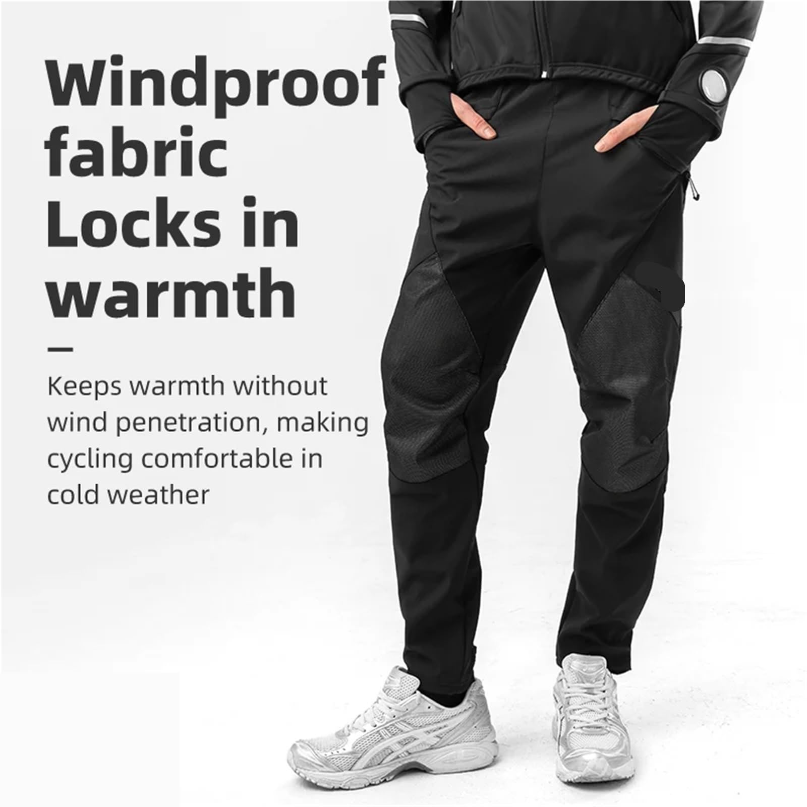 Pantaloni da Ciclismo in Pile Pantaloni da Ciclismo Autunnali e Invernali, Elastici, Antivento, Termici, Caldi, in Pile, Uomo, for Sport all'Aria Aperta, Lunghi