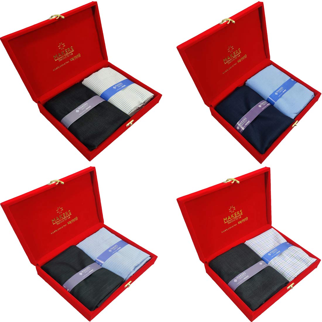 Fabrics Makers Men's Combo Unstitched Plain Poly Cotton Shirt and Trouser Fabric Pack (Multicolour, Free Size) Set of 4-image-11