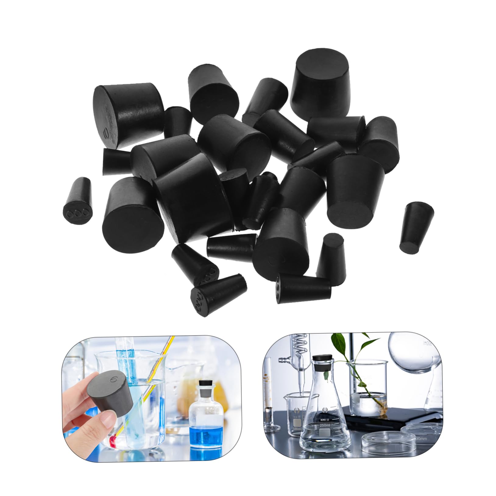 OUNONA 81piezas Tapones De Goma Tapered Para Laboratorio Tapones De Sellado De Goma Variedad Para Equipos De Experimentos