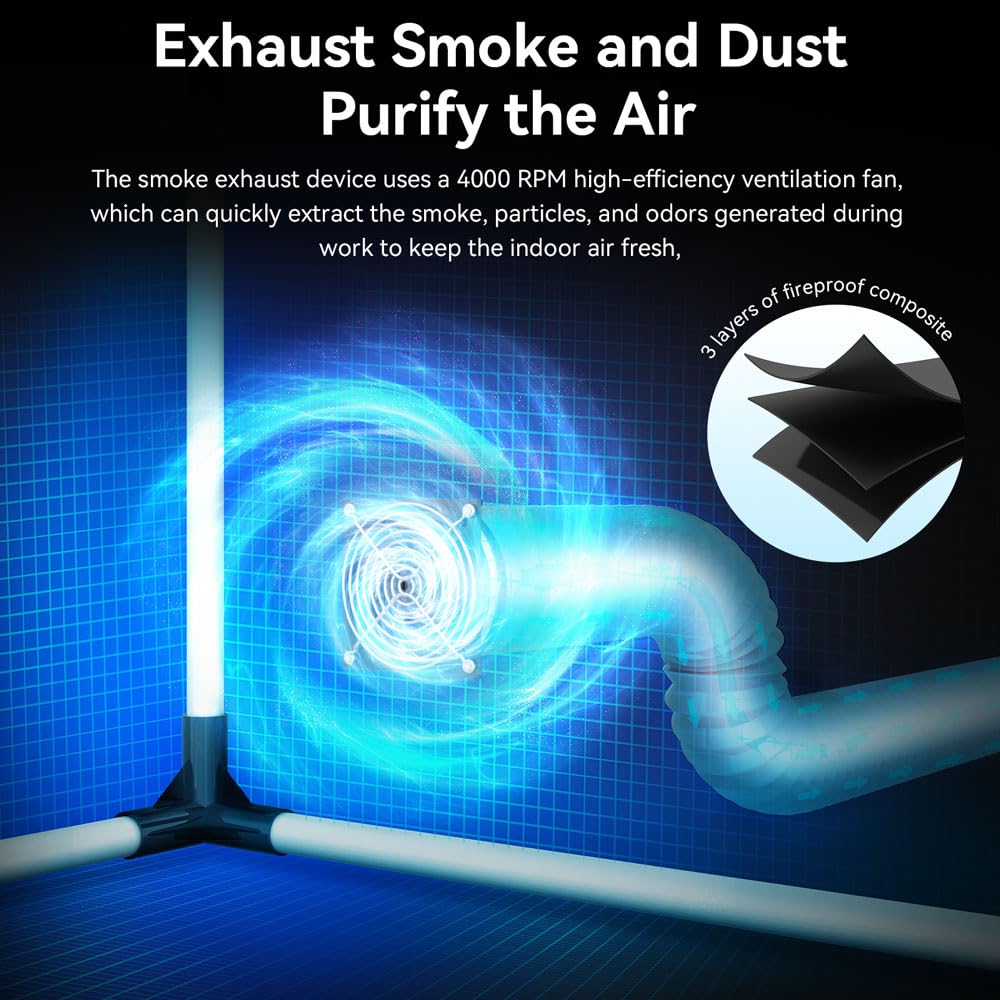 Lutyr Integrated Laser Engraver Enclosure with LED Light, Ventilation Kit, Fits for Most Laser Cutter, Insulates Against Smoke, Odor and Noise, Eye Protection - Image 5