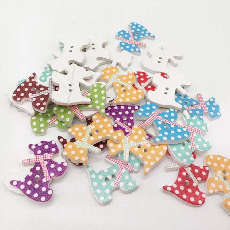 Krizma 50 x Assorted Cute Dog Wooden Buttons 2 Holes for Sewing Scrapbooking Craft - Image 3