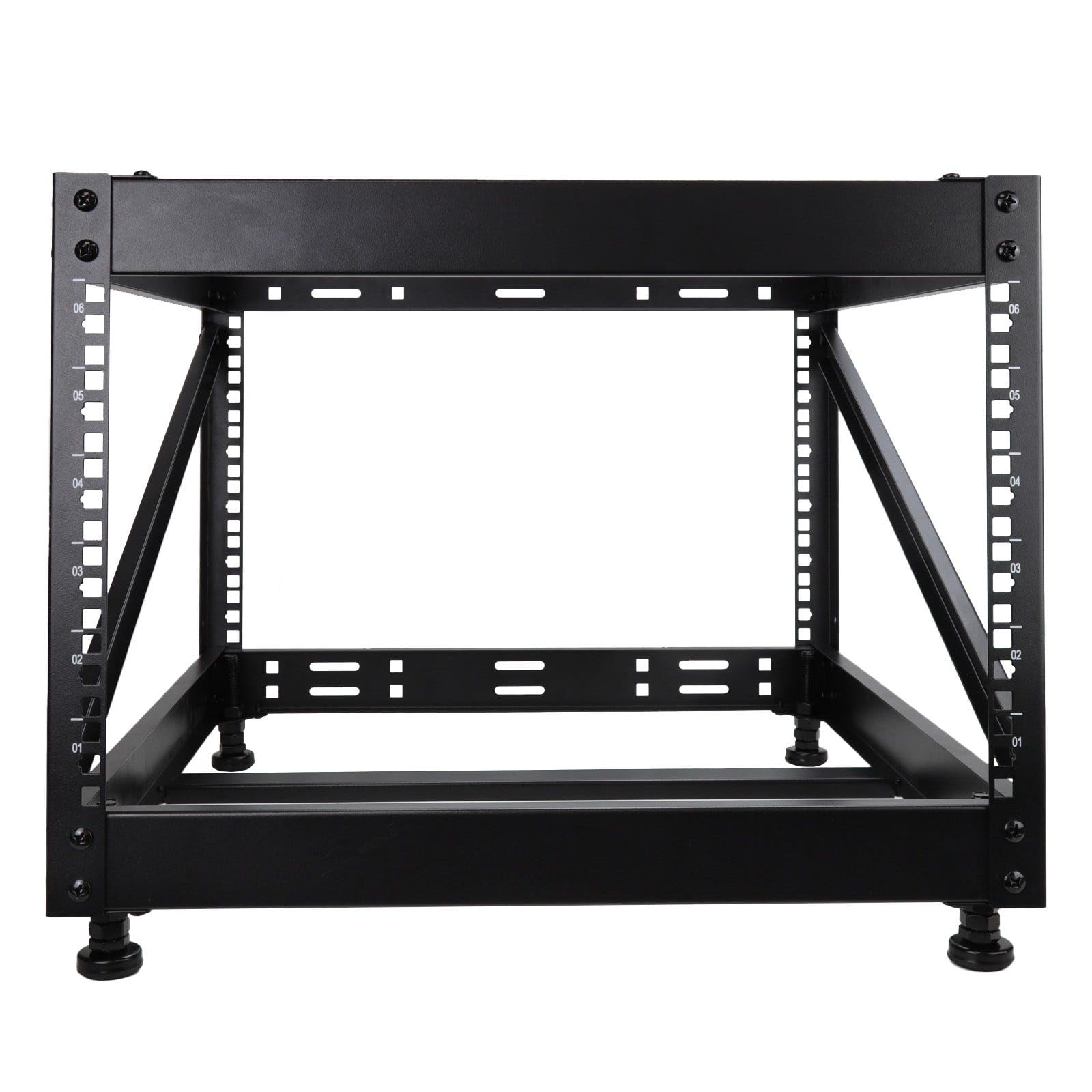 kenable Rack Abierto 19 Pulgadas 6U para Equipos de Red y Servidores - Armario de Datos Montaje en Suelo o Escritorio - Profundidad 482mm - Acero con Recubrimiento en Polvo