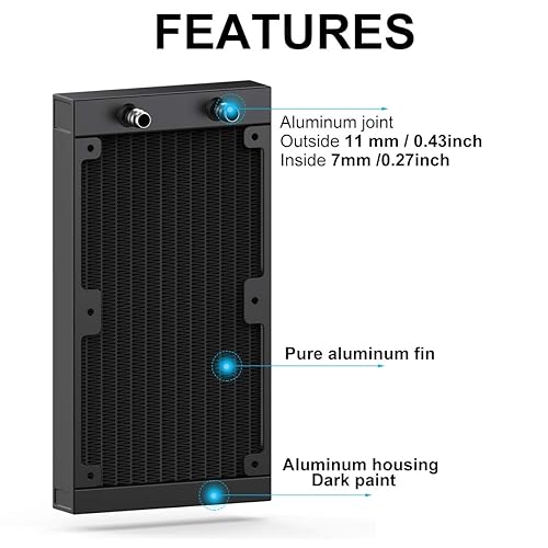 Miniatura 2 de Clyxgs Radiador de refrigeración por agua, radiador intercambiador de calor de aluminio de 12 tubos con tubo para PC CPU, computadora, sistema de