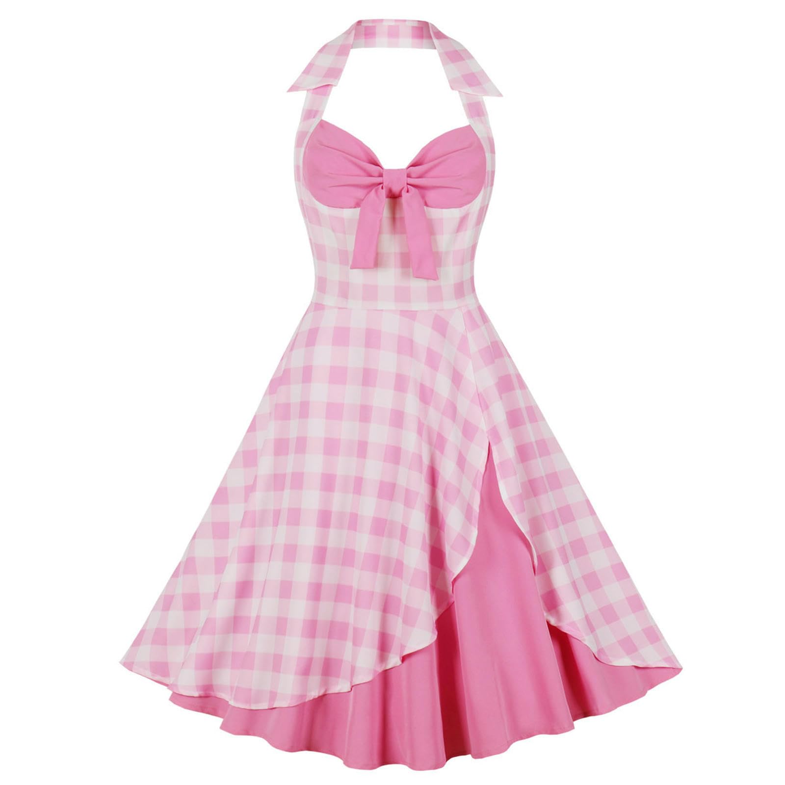 Abito da Donna con Scollo all'Americana, Scollo a V e Gonna Media Lunghezza impunturata - Giallo con Girasole Blu Navy - L