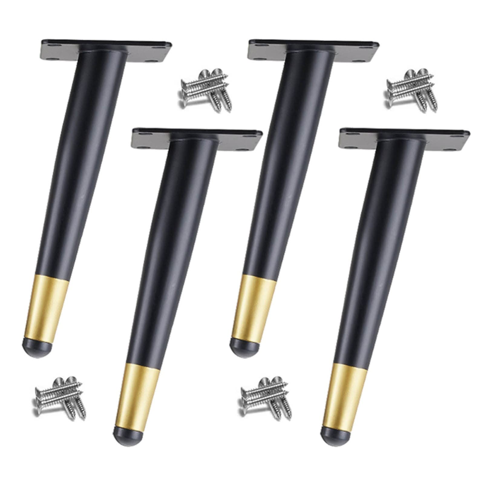 vfdaSWQQ Furniture legs, 4 Pcs Gold Modern Oblique Cone Sofa Legs for Couch Chair Coffee Table TV Stand Desks(Black With Gold,20cm)