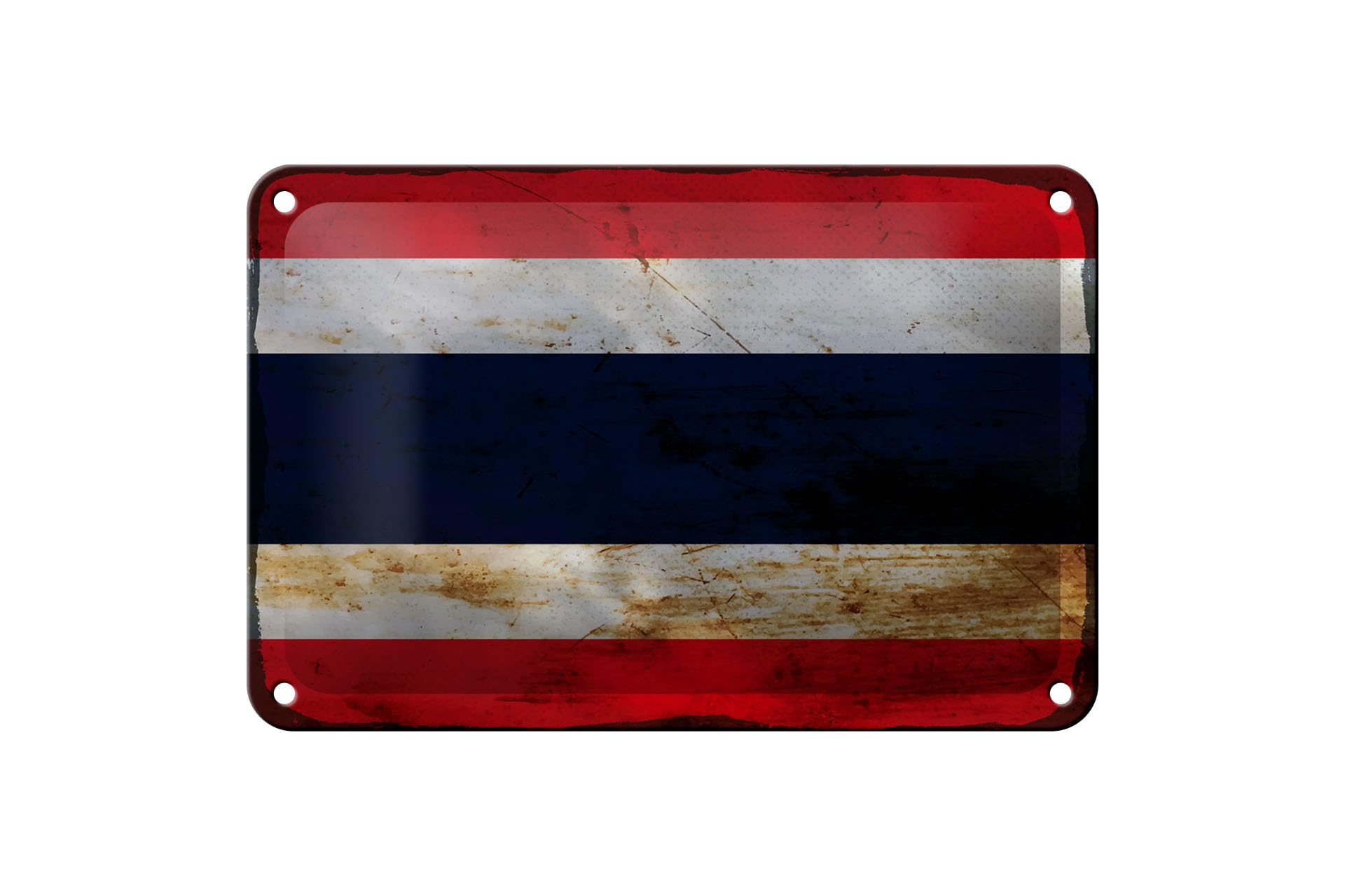 Femer Girls Multicoloured Tin Sign, Thailand Flag, 18 Cm X 12 Cm, Flag Of Thailand, Rust Decorative Sign