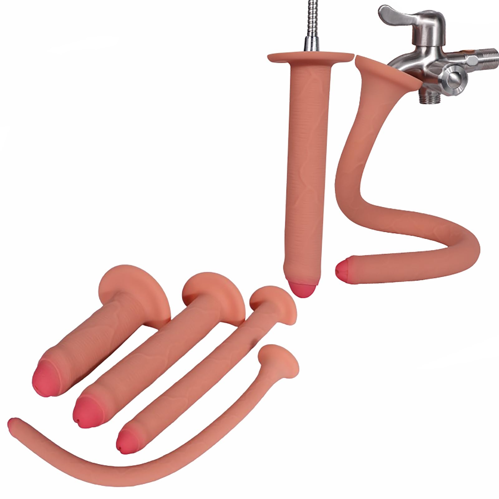 Extra Lang Realistischer Analdildo Silikon Analdusche Vaginaldusche Einlauf Analdusche Mit Saugnapf Einlaufschlauch Analreinigung Einlaufdusche Privatreinigung FüR MäNner Und Frauen (XL)