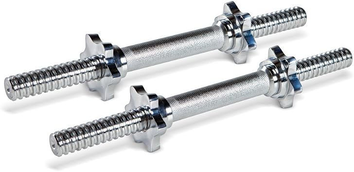 Ader Sporting Goods Threaded 14" Chrome Dumbbell Handles W/Star Spin Lock Collars