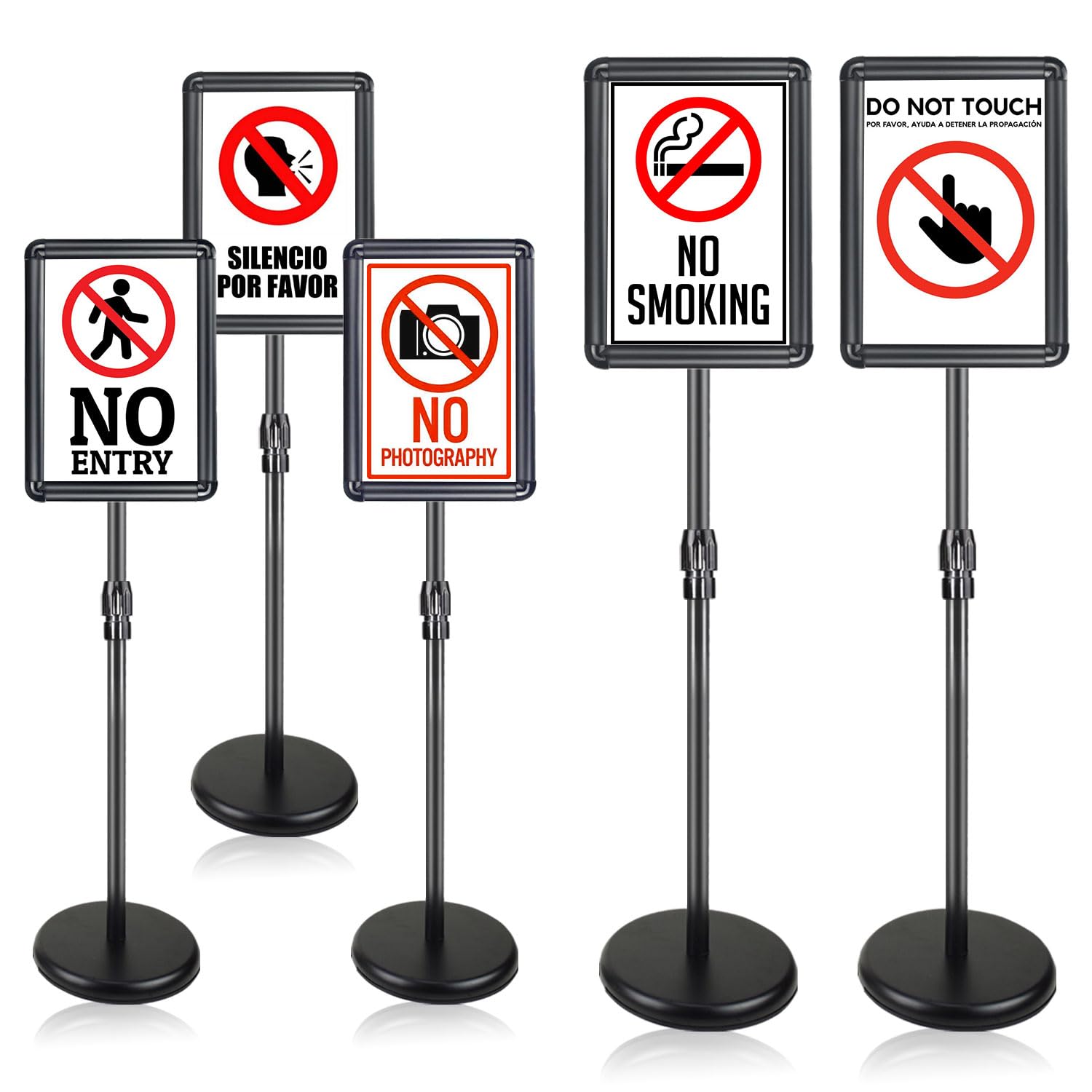 5 Pack 8.5*11 Sign Holder Stand w/ Safety Corner, Standing, Black
