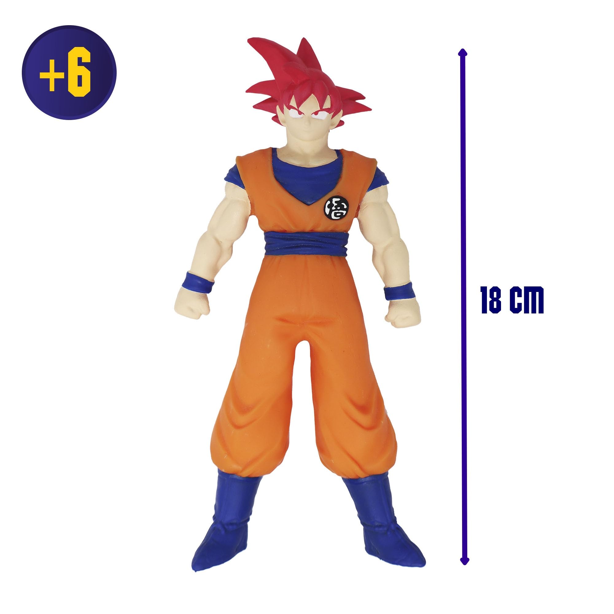 Bizak Monsterflex Dragon Ball Goku Super Saiyan God Figurka Super Wysuwana Elastyczna Lalka 18 cm 8 do kolekcjonowania dla dorosłych fanów kolekcjonerów i dzieci od 6 lat (64390230-26)