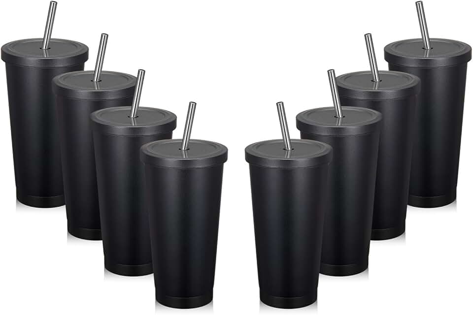 matte black tumbler with straw