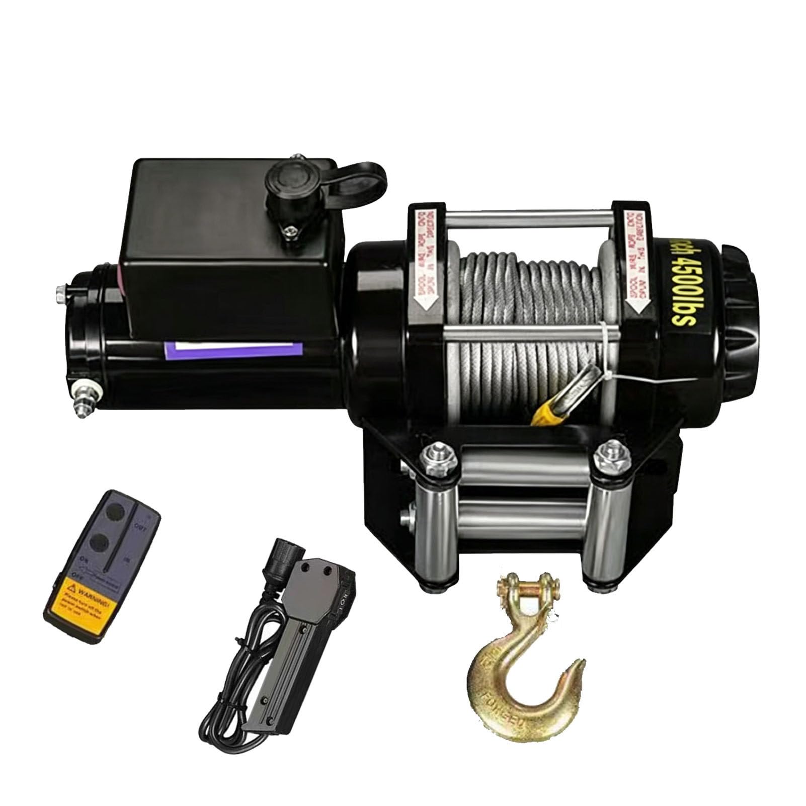 Zowdrix Electric Winch 4500lbs Heavy Duty Off-Road Winch, Steel Cable Towing Winch with Wireless and Wired Remote, for Trailer Recovery 24V-4500lbs