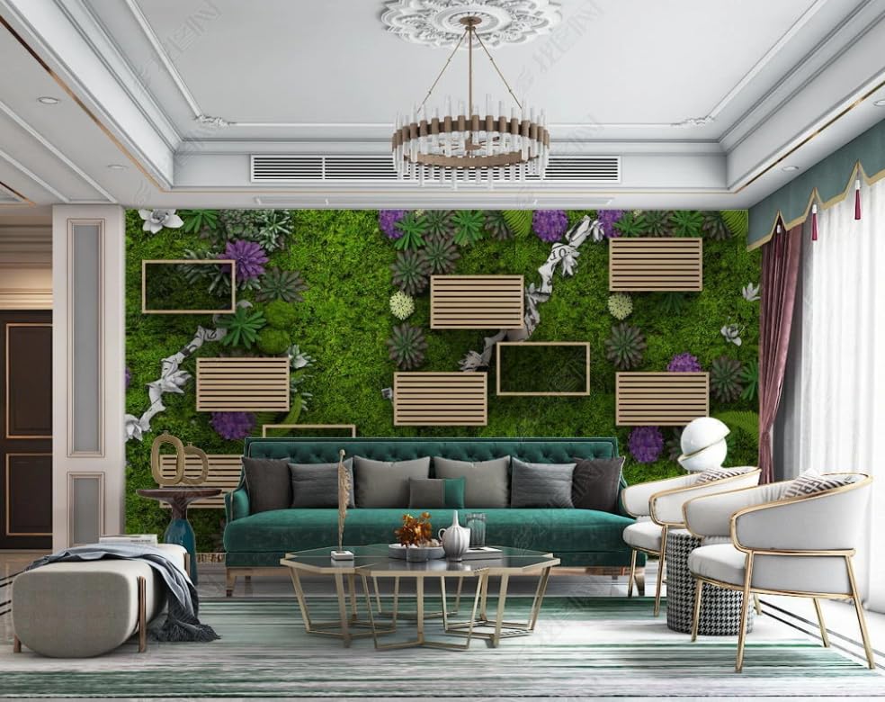 Papier peint intissé plante verte tridimensionnelle poster géant mural salon chambre 200x140