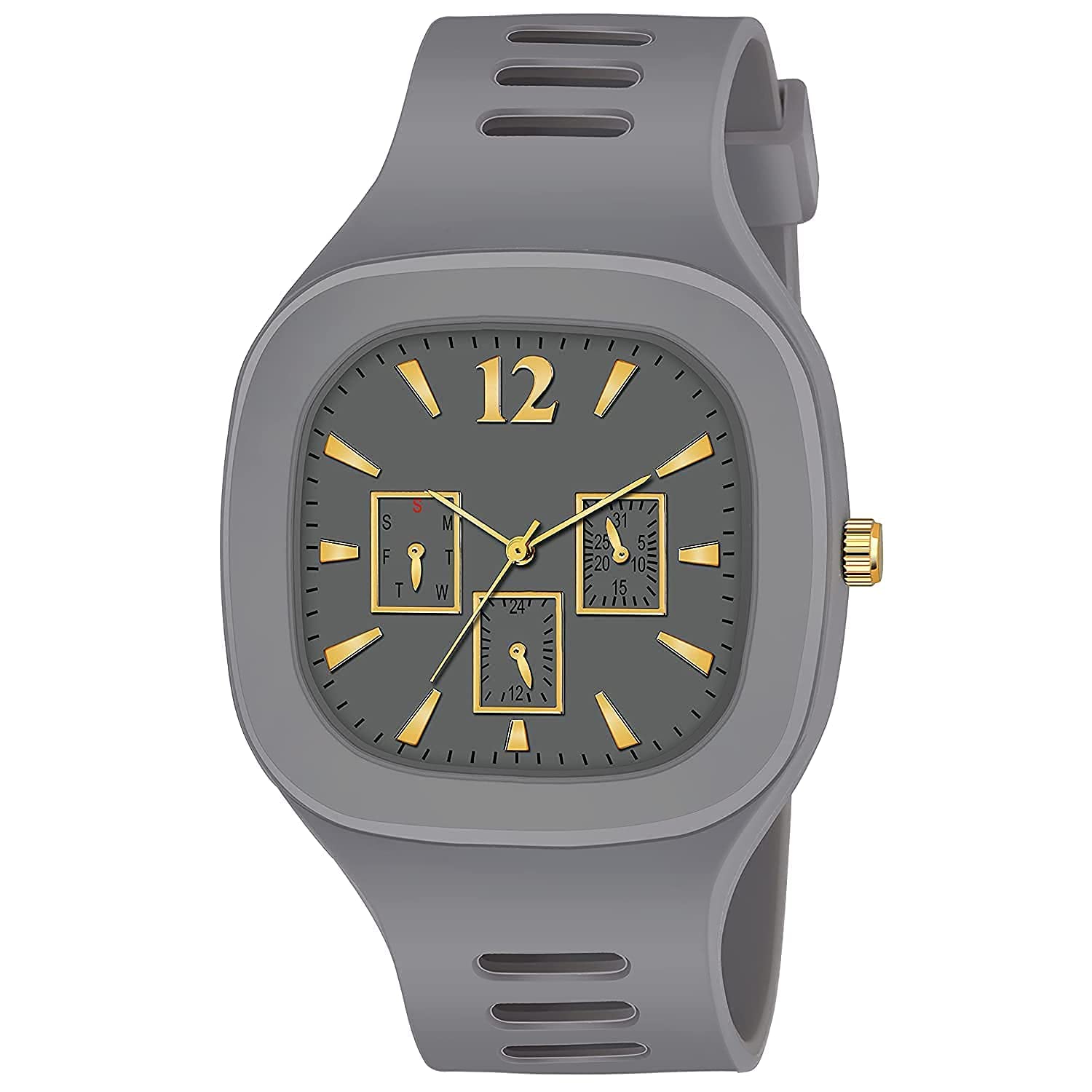 SKINCORT Fashion Quartz Analogue Round Dial Men and Boys Watch | Silicon Strap ADDI Stylish Designer Watch for Boys (Grey) (B0CD4D9335) Amazon Price History, Amazon Price Tracker