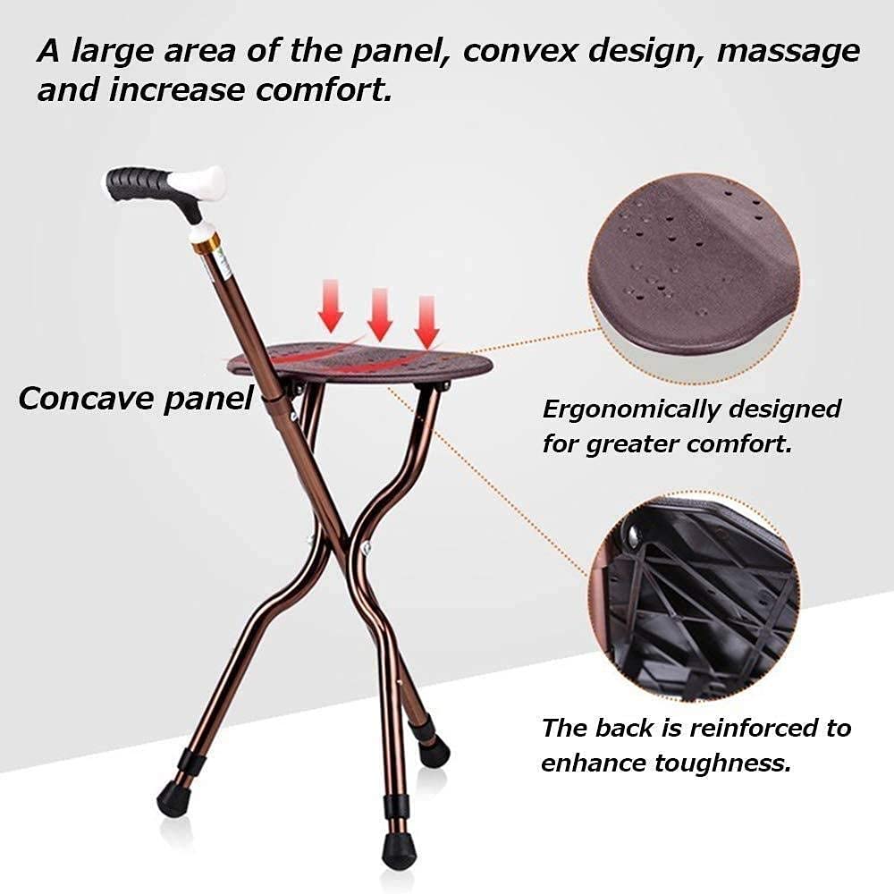 MObyat Andador para Ancianos,Silla para Caminar Trípode Plegable para Personas Mayores: aleación de Aluminio Ajustable en Altura portátil con luz LED, muletas para Personas Mayores Andador para CAM