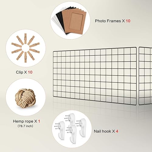 Miniatura 4 de Estante de rejilla para fotos de pared, panel de rejilla para colgar en la pared, panel de rejilla para decoración y almacenamiento, tableros de