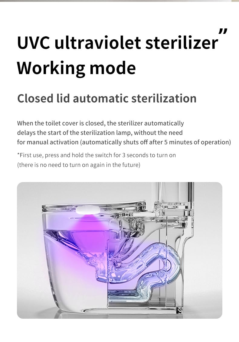 Sterilizzatore UV per WC, lampada per disinfezione UVC, elimina odori con rilevamento automatico, disinfettante ricaricabile portatile per casa, hotel e dormitorio