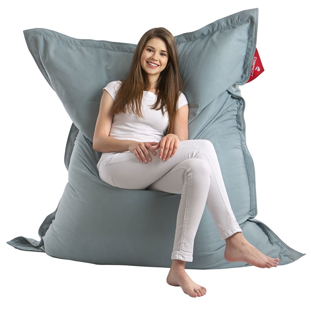 Sitzsack Indy mit Mikroperlen aus Deutscher Qualitätsfüllung, EPS HBCD frei, Indoor Sitzsack mit Innenhülle, 140x180 cm, Neu (blaugrau)