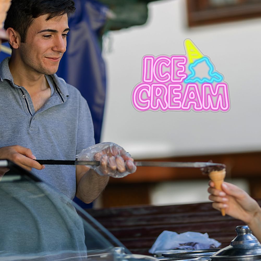 Ice Cream Insegne al Neon Luce Neon a LED Insegne luminose Gelato Alimentata Tramite USB con Interruttore Decorazione di bar, vetrine, negozi, luci al neon