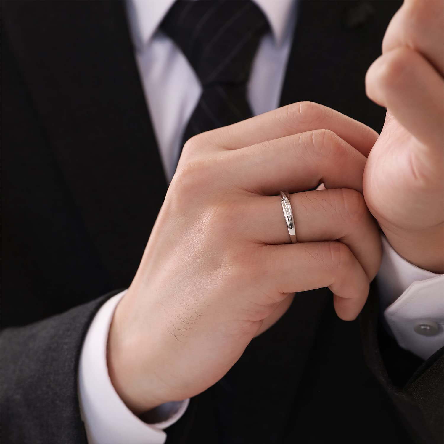 Meissa Anelli di coppia in argento 925 Fascia di coppia a torsione per uomini e donne Anello di fidanzamento promessa di matrimonio anello di anniversario Set di anelli, Set di due