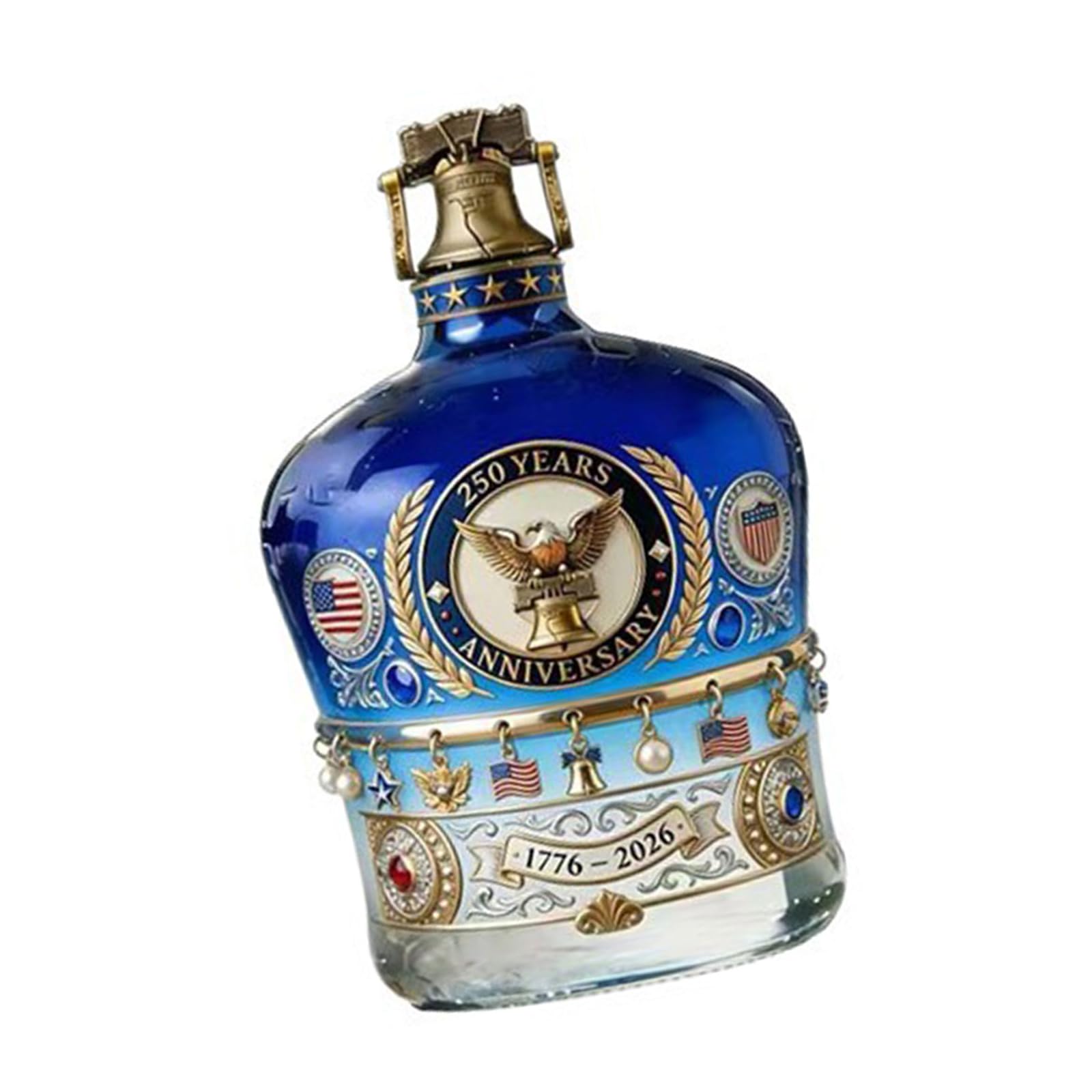 Oxxggkao 250th Anniversary Patriotic Decanter with Flag Commemorative Bottle Recyclable Glass Irish Container