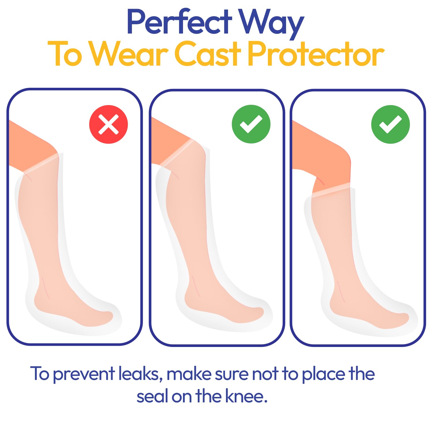 ALLAY Cast Covers for Shower Leg - 2Pcs Leg Cast Cover for Showering - Watertight Sealing Cast Shower Cover Leg – Reusable Cast Cover for Foot, Knee, Ankle - Waterproof Cast Cover Leg Adult
