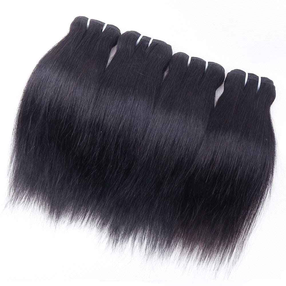Straight Human Hair Bundles with Closure(10 10 10 10+10) Straight 4 Bundles and Closure 50g/bundle Unprocessed Straight Brazilian Short Bob Hair Natural Color - Image 3