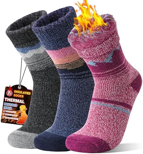 MOGGEI 3 Pairs Thermal Warm Socks for Men & Women Thick Winter Ex...